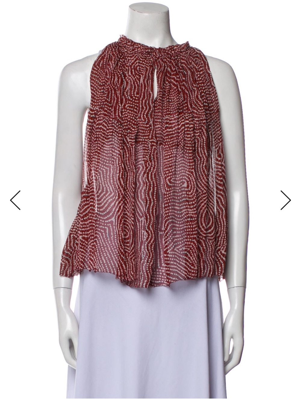 Isabel Marant Burgundy Patterned Sheer Silk Blouse
